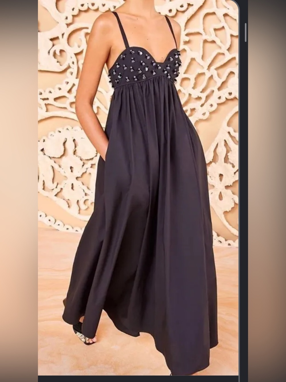 Ulla Johnson Black Maxi Dress with Beaded Bust